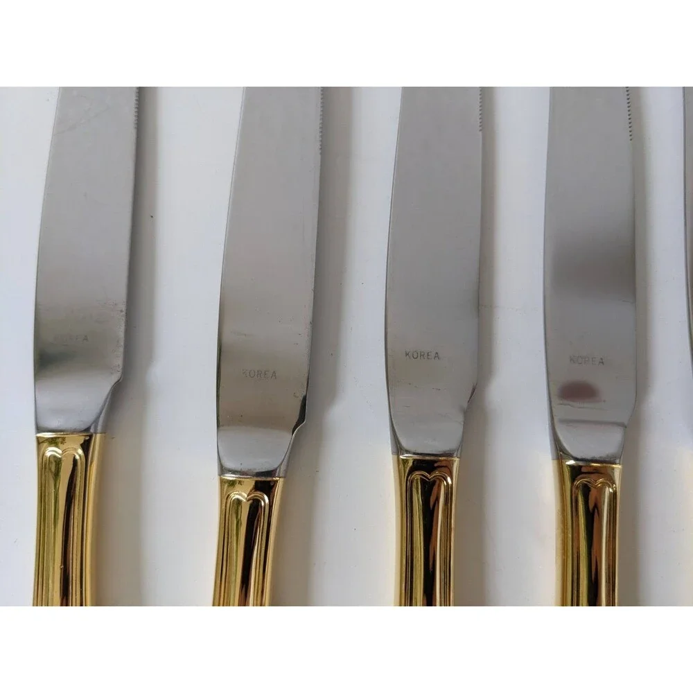 Rogers Bros EP 1847 Korea Gold Tone Shell Pattern Flatware Cutlery 46 Pc Set